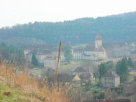 Le collège Saint-Augustin vu depuis la citadelle de Bitche.