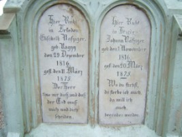 Tombe du cimetière anabaptiste de Gentersberg, sur le ban de la commune de Hanviller, présentant une Elisabeth Nafziger née Roggy.