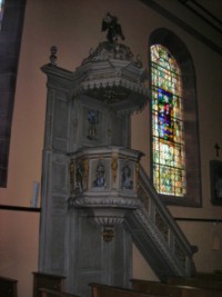 La chaire à prêcher de l'église Saint-Rémi de Schorbach.