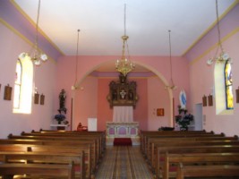 Vue intérieure de la chapelle d'Urbach, vers le chœur.
