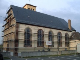 L'église Saint-Maurice en travaux.