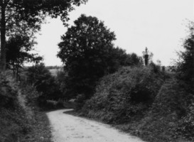La première croix se situe en bordure du chemin menant à la ferme du Bersiederhof, au Sud du village (photographie du service régional de l'inventaire de Lorraine).