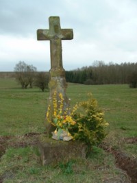 Une croix, situe au lieu-dit Steinwiese  Rimling, date de 1814. Elle situerait l'emplacement d'un ancien oratoire dtruit lors de la Rvolution et dont le cadastre tmoigne encore avec la parcelle " Bei der Kapelle " (photographie de la commune de Rimling).