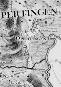 Le village d'Opperding sur une planche de l'Atlas topographique du comté de Bitche, publié en 1758.