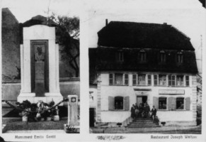 La maison natale d'Émile Gentil et le monument à la gloire de l'explorateur, avant 1914.