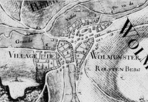 Le village de Volmunster sur une planche de l'Atlas topographique du comté de Bitche de 1758.