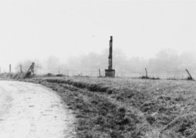 La croix est érigée en bordure du Kirchenweg, entre Volmunster et Eschviller.